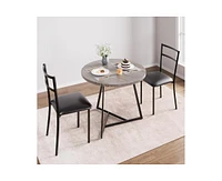 gaomon Round Dining Table Set for 2, Modern Kitchen Table Chairs Set of 2,Small Dining Room Table Set with 2 Upholstered Chairs