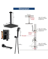 Mondawe 12 Ceiling Mount Shower System with Hand & Tub Spout