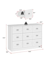 Homsee 9-Drawer White Wood Dresser Storage Dresser