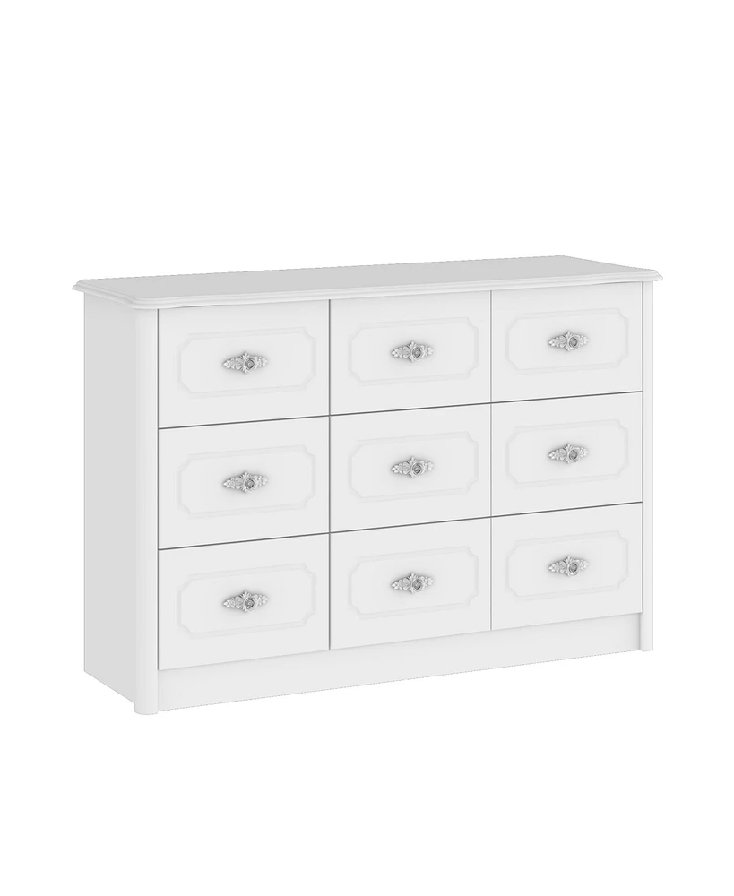 Homsee 9-Drawer White Wood Dresser Storage Dresser