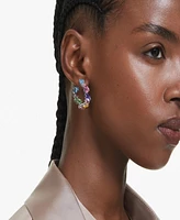 Swarovski Asymmetrical Design, Mixed Cuts, Small, Multicolored, Rhodium Plated Gema Hoop Earrings