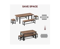 gaomon 5-Piece Dining Table Set for 4-6, 63" Extendable Dining Room Table Set for 4,Dining Table Set for 6 with Metal Frame,Kitchen Table & Chairs Set