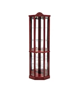 Slickblue Lighted Glass Corner Cabinet Elegant Curio Display for Showcasing Collectibles