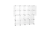 Slickblue Modular Closet Organizer - 16-Cube Plastic Cabinet with Doors for Clothes, Shoes, and Toys