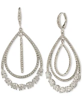 Givenchy Silver-Tone Stone & Pave Crystal Orbital Teardrop Drop Earrings