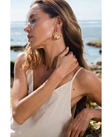 Naomi Shell Pearl Cluster Molten Hoop Statement Earrings