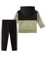 adidas Baby Boy Hooded Mix Jacket and Jogger, 2-Piece set