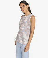 Calvin Klein Women's Printed Crewneck Sleeveless Blouse