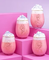 JoyJolt Disney Princess Sketch Stemless Wine Glasses, Set of 4