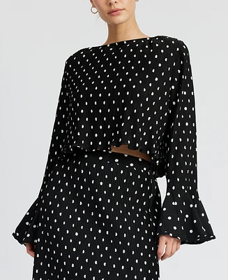 En Saison Women's Darlene Polka-Dot Swing Top