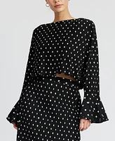 En Saison Women's Darlene Polka-Dot Swing Top