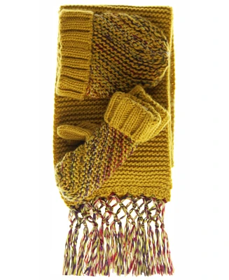 Fraas Chunky Rib Knit Hat/Mitten/Scarf Set