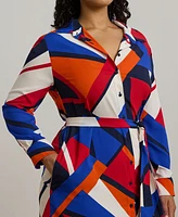 Lauren Ralph Plus Print Crepe Shirtdress