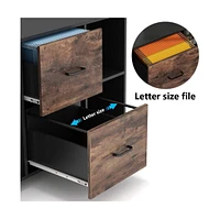 Tribesigns Large Mobile Lateral Filing Cabinet, 2 Drawer File Cabinet with Storage Shelves and Rolling Wheels