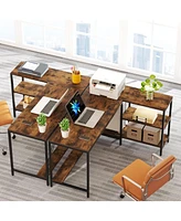 Tribesigns L Shaped Desk with Storage Shelves, Reversible Computer Desk Gaming Desk for Home Office Workstation
