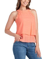 Bcx Juniors' Crochet-Trim Layered-Hem Top