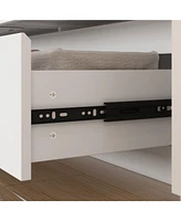 Famapy White 3-in-1 Tall Storage Cabinet with 9 Drawers & 10 Open Shelves