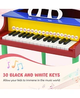 Gymax 30-Key Classic Baby Grand Piano Toddler Toy Wood w/ Bench & Music Rack Colorful