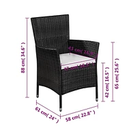 vidaXL 3 Piece Bistro Set Poly Rattan