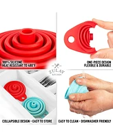 Zulay Kitchen Silicone Space Saving Collapsible Funnel Set With Narrow Mouth