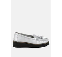 London Rag Larana Metallic Tassel Detail Loafers