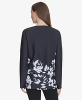 Halston Women's Printed Half-Zip Top