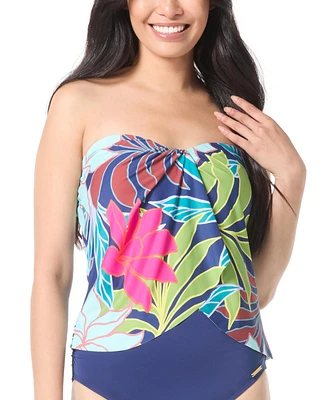 Vince Camuto Women's Floral Draped Tulip-Hem Bandini Top