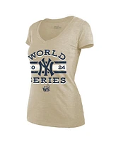 Fanatics Women's Cream New York Yankees 2024 World Series Modest Tri-blend V-neck T-shirt