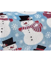 Kate Aurora Holiday Living Winter Blues Snowman Christmas Ultra Soft And Plush Hypoallergenic Throw Blanket