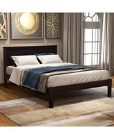 Slickblue Platform Bed Frame with Headboard - Wood Slat Support, No Box Spring Needed for Convenience