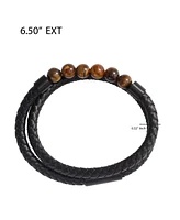 Lucky Brand Tiger s Eye Beaded and Leather Wrap Bracelet - Braided Leather & Stone Jewelry for Men