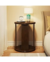 Tribesigns 20" Round End & Side Table Set of 2,Small Accent Nightstand with Wooden Frame, Industrial Circle Bedside Table