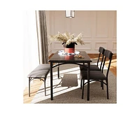 gaomon Dining Table Set for 5 Kitchen Table with 2 Upholstered Chairs and Bench 4 Pcs Rectangular Kitchen Table Set for Small Space Apartment Studio