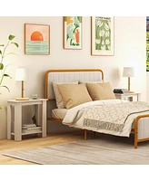 Gymax 2 Pcs 2-Tier End Table Modern Sofa Bedside Compact Nightstand with Storage Shelf