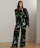 Lauren Ralph Lauren Womens Geo Print Charmeuse Shirt Wide Leg Pants