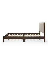 Furniture of America Alder Queen Platform Bed with Corduroy Fabric Upholstery