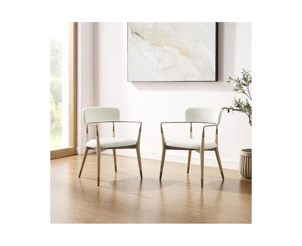 Homlux Set of 2 Modern Accent Chair Upholstered Wide Seat Dining Arm Chairs W/Open Curved Backrest for Kitchen&Living Room&Bedroom