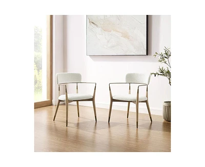 Homlux Set of 2 Modern Accent Chair Upholstered Wide Seat Dining Arm Chairs W/Open Curved Backrest for Kitchen&Living Room&Bedroom