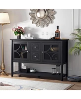 Slickblue Sideboard Buffet Console Table, Media Cabinet with Adjustable Shelves, Black