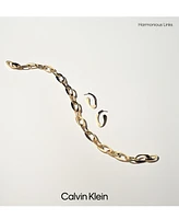 Calvin Klein Medium Pave Sculpted Elongated Hoop Earrings