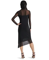 Steve Madden Women's Blare Mesh Asymmetrical-Hem Midi Dress