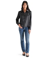 Steve Madden Women's Asa Charmeuse Shoulder Pad Shirt