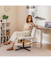 Costway Armless Office Chair with Adjustable Height 360° Rotation Soft Faux Fabric Study