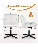 Costway Armless Office Chair with Adjustable Height 360° Rotation Soft Faux Fabric Study