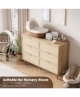 gaomon Rattan 6 Drawer Dresser for Bedroom, Large Double Dresser with Deep Drawers, Chest of Drawers