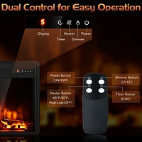 Gymax 18 inch Electric Fireplace Insert Freestanding & Recessed 1500W Stove Heater