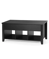 Gymax Lift Top Coffee Table w/ Storage Compartment Shelf Living Room Furniture Black