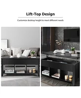 Gymax Lift Top Coffee Table w/ Storage Compartment Shelf Living Room Furniture Black