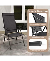 Costway 2 Pcs Patio Folding Dining Chair with 7-Level Adjustable High Backrest for Garden