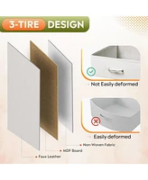 2 Drawer Mobile File Cabinet, Rolling Printer Stand with Open Storage Shelf, Fabric Vertical Filing Cabinet fits A4 or Letter Size for Home Office,Whi